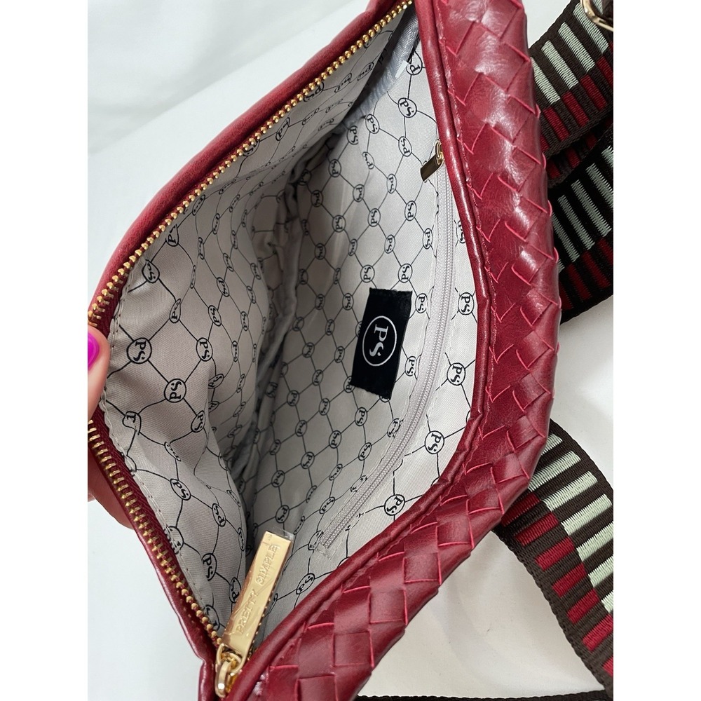 Pretty Simple Westlyn Woven Crossbody Bum Bag Purse Sangria Red NWOT - Picture 4 of 9